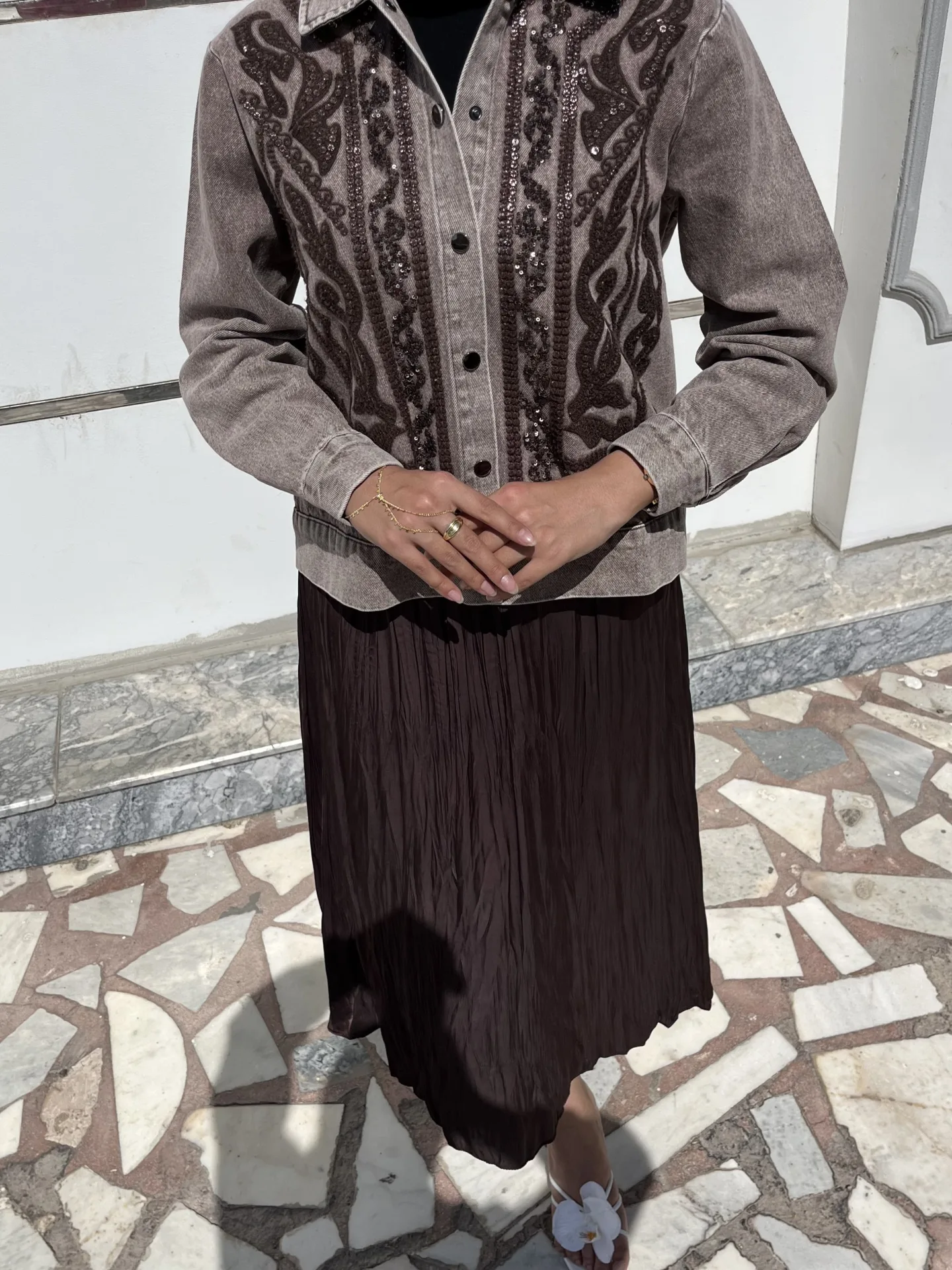 Taş ve Nakış işlemeli Kot ceket - 12